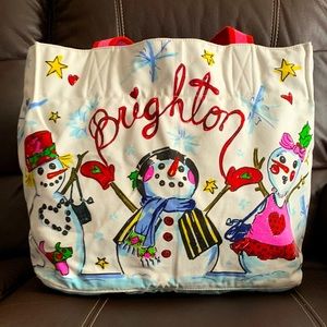 Large Brighton Snow Day  Snowman canvas tote